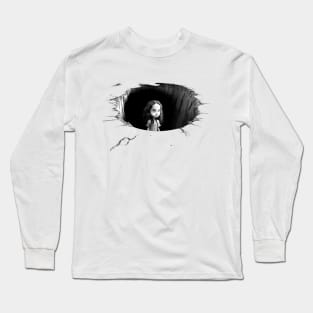 Little Girl peaking out of a hole. Long Sleeve T-Shirt